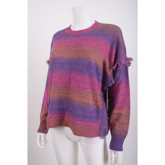 Central Park West Womens Fringe Sweater Swift M Pink Purple NWT - Picture 4 of 6